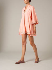 Rachel Mini Kaftan - Palazzo Embroidery - Dawn Pink