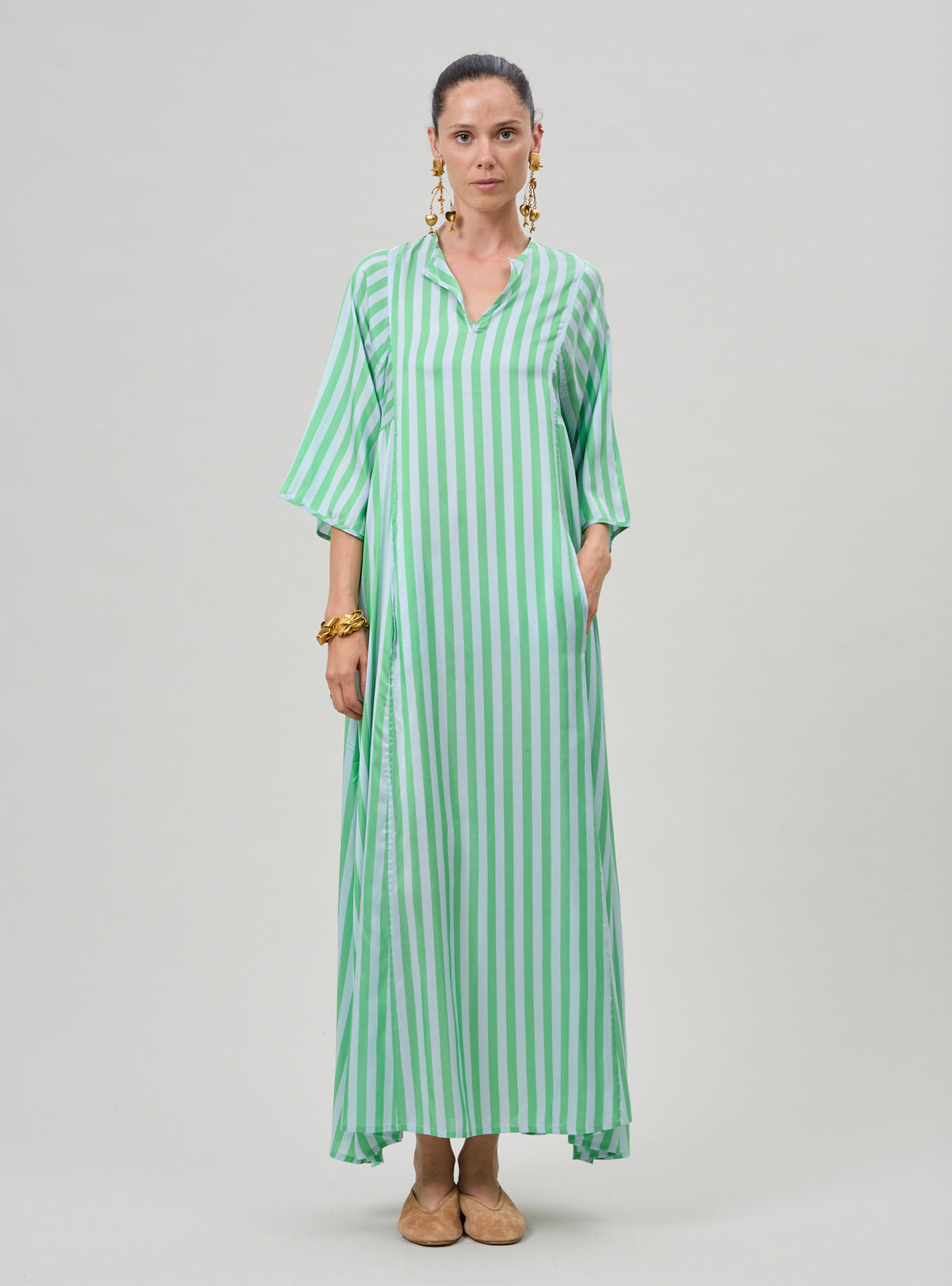 Rachel Kaftan - Bouboulina Stripes - Emerald & Light Grey