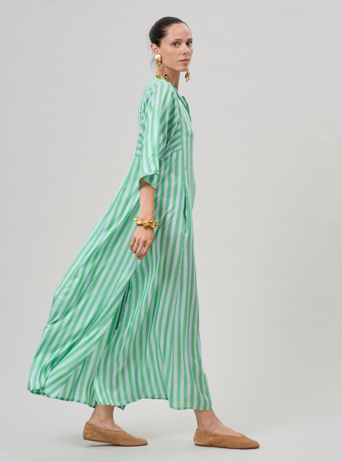 Rachel Kaftan - Bouboulina Stripes - Emerald & Light Grey