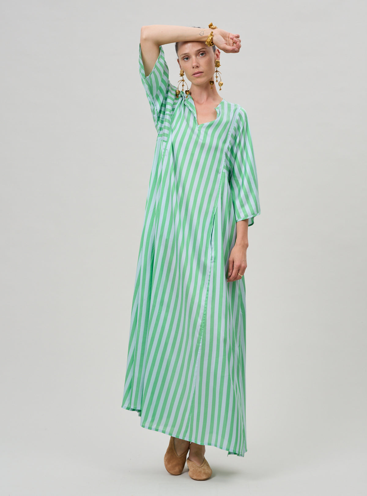 Rachel Kaftan - Bouboulina Stripes - Emerald & Light Grey