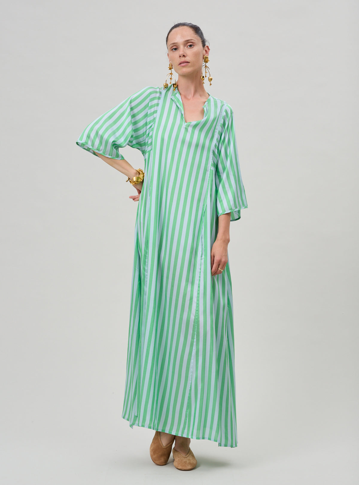 Rachel Kaftan - Bouboulina Stripes - Emerald & Light Grey