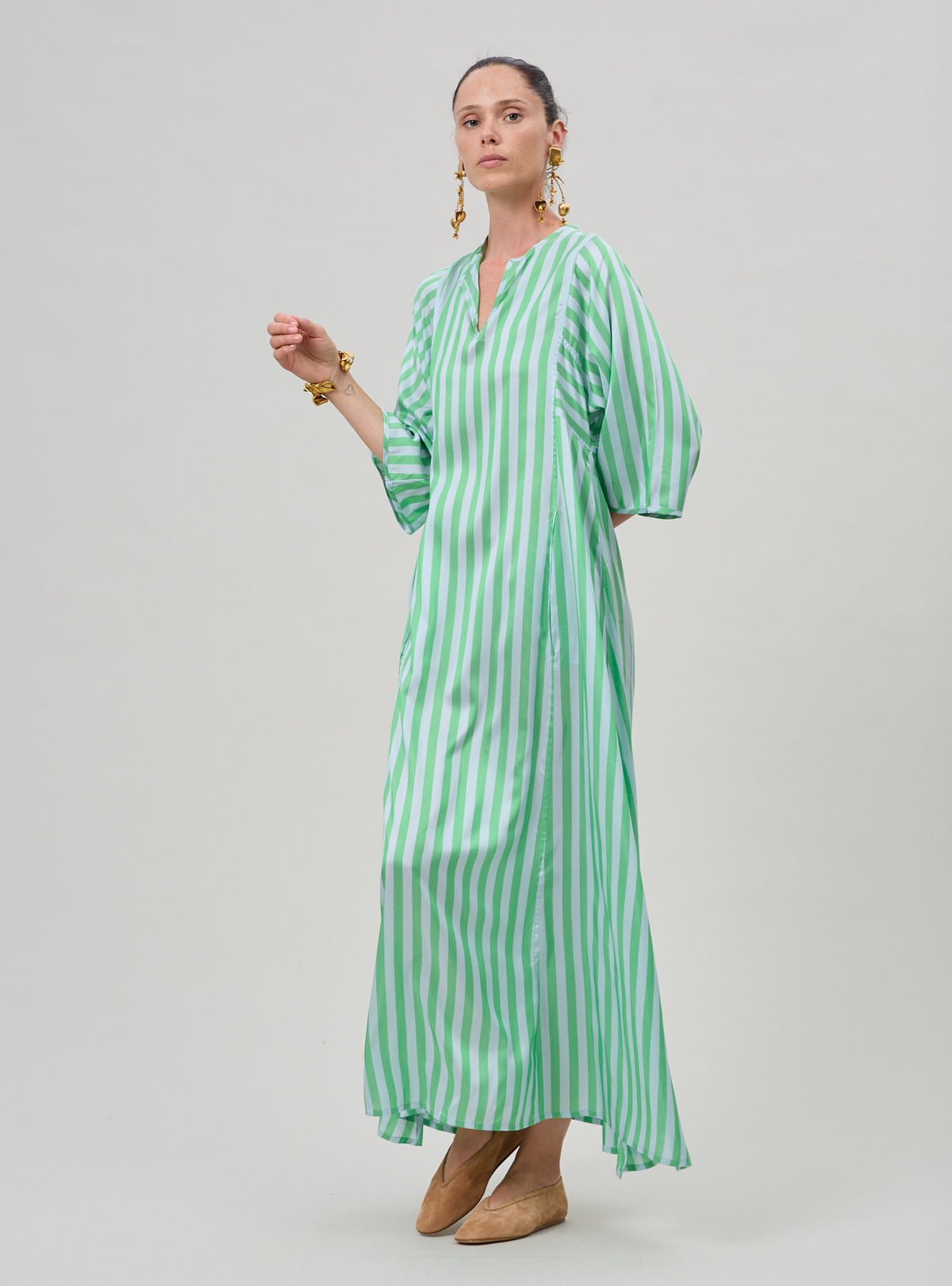 Rachel Kaftan - Bouboulina Stripes - Emerald & Light Grey