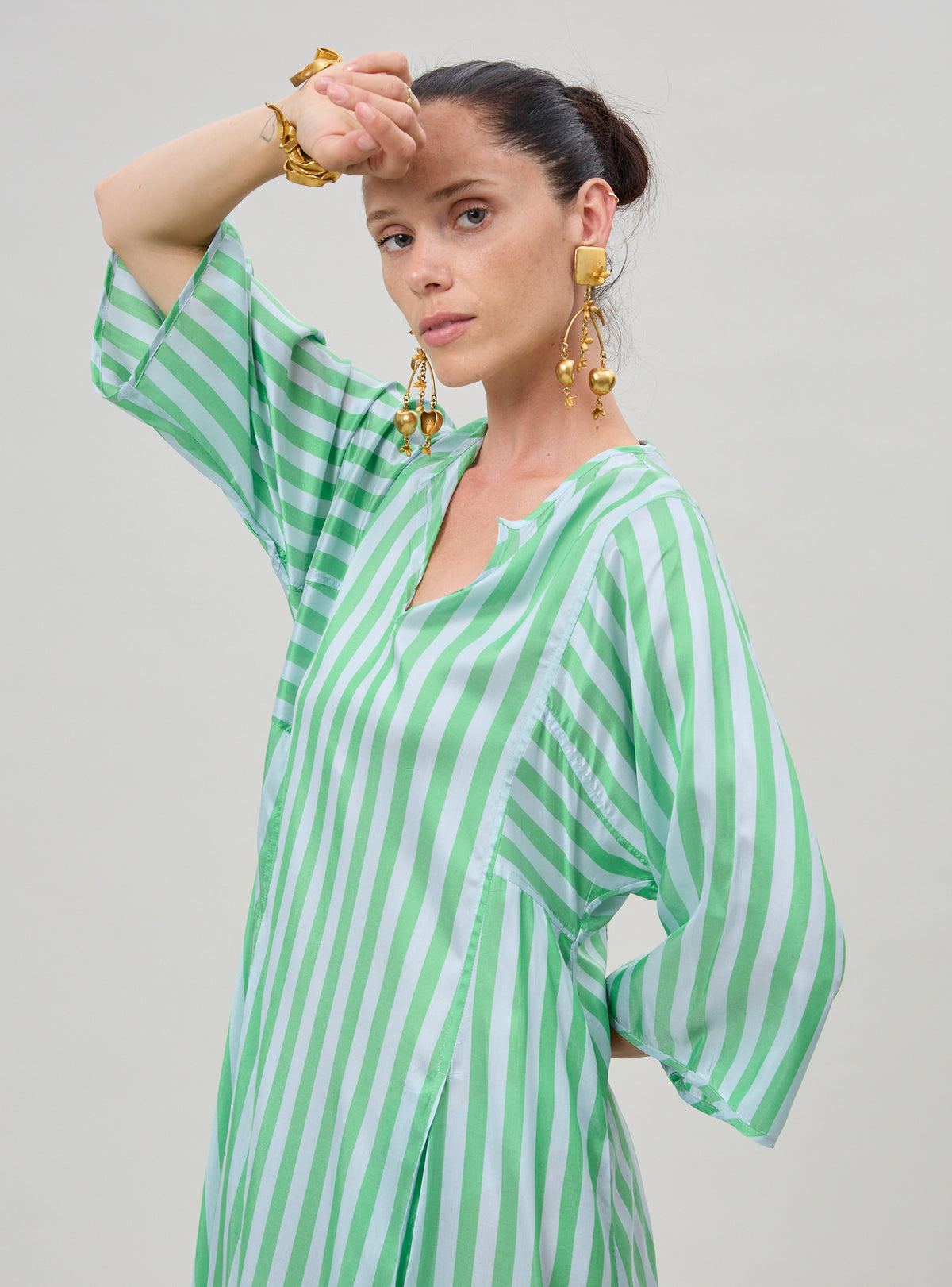 Rachel Kaftan - Bouboulina Stripes - Emerald & Light Grey