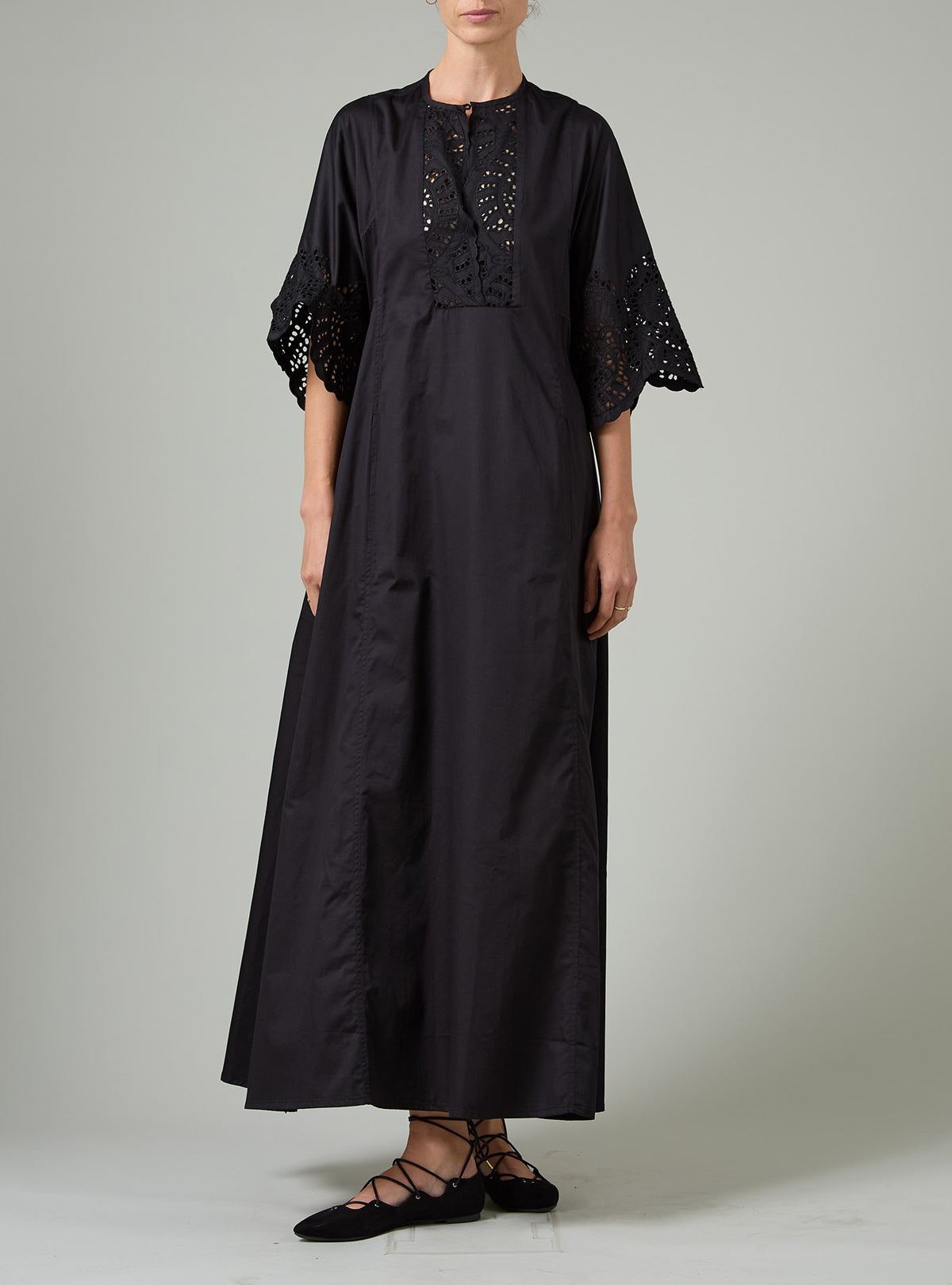 long black kaftan dress Rachel – with Guipure Details Women's Size 12 Black