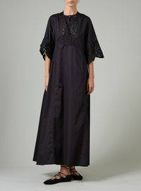 Rachel Long Kaftan - Satin Guipure - Black