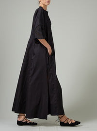 Rachel Long Kaftan - Satin Guipure - Black