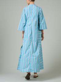 Rachel Long dress - Lagoon & White - Capri Stripes