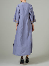 Rachel long Kaftan - Palazzo Embroidery - Storm Blue