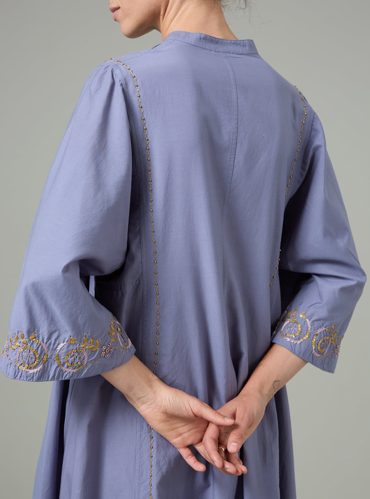 Rachel long Kaftan - Palazzo Embroidery - Storm Blue