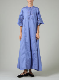 Rachel Long Kaftan - Satin Guipure - Storm Blue