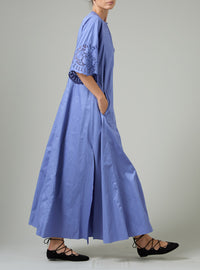 Rachel Long Kaftan - Satin Guipure - Storm Blue