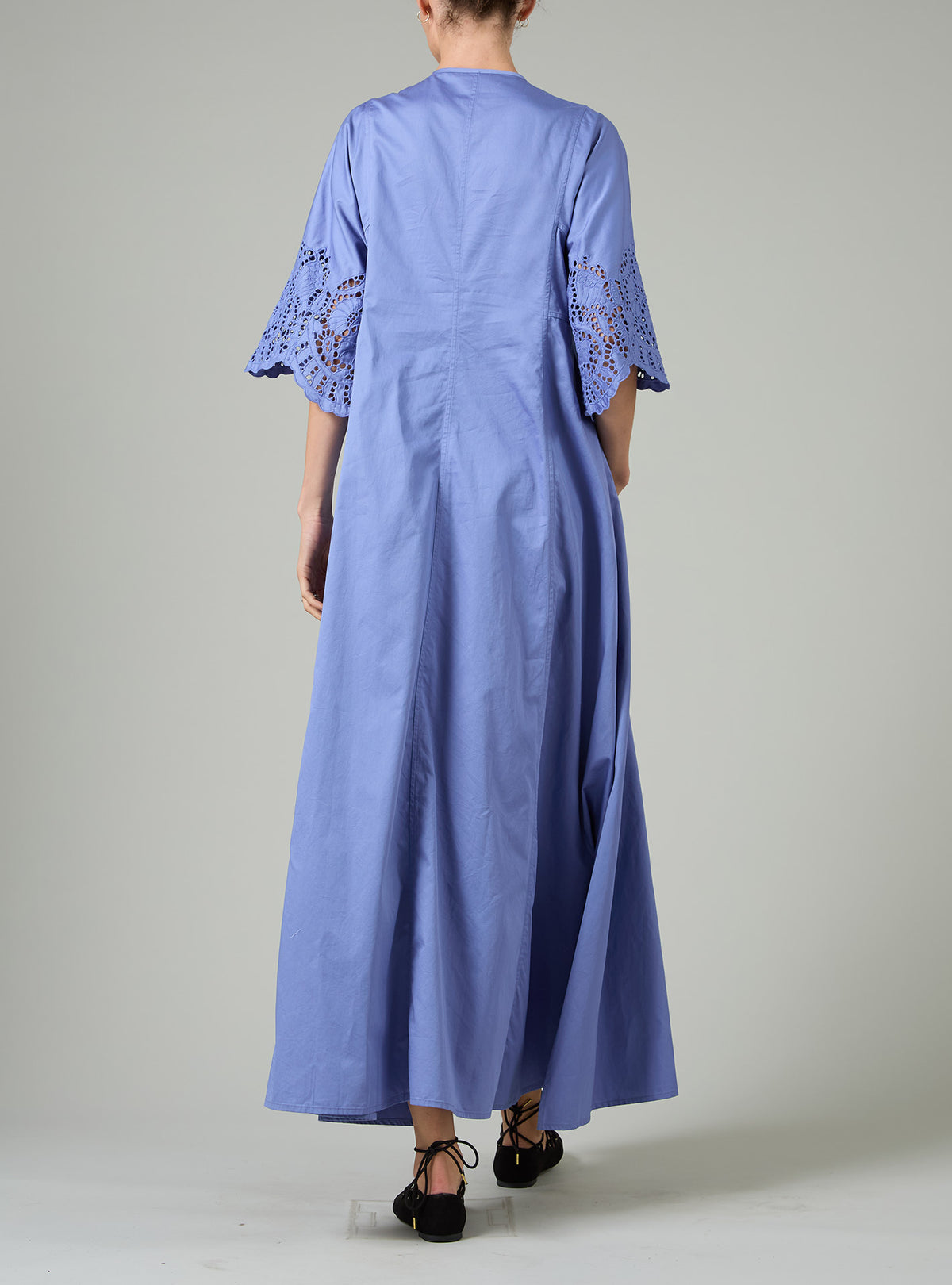 Rachel Long Kaftan - Satin Guipure - Storm Blue
