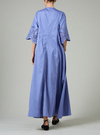 Rachel Long Kaftan - Satin Guipure - Storm Blue