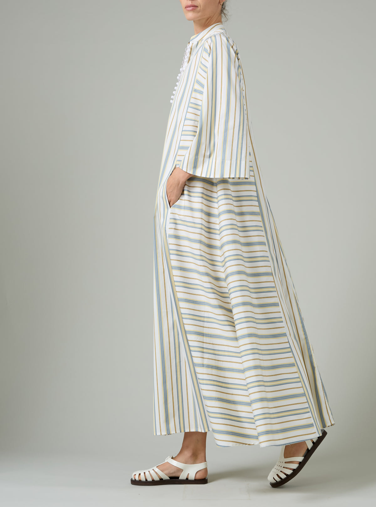 Rachel Long dress - Yellow & Grey - Capri Stripes