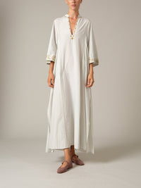 Rachel Long Kaftan – Silk Cotton – Nile Green I Thierry Colson XL