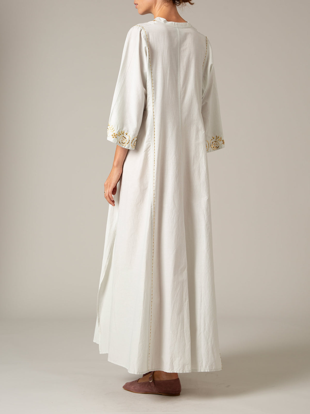 Rachel long Kaftan - Palazzo Embroidery - Nile Green