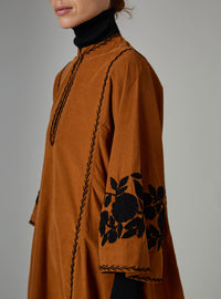 Rachel Midi Kaftan - Balkanic Embroidery - Noisette / Black