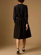 Back view of Riviera Black Cotton Silk Skirt by Thierry Colson