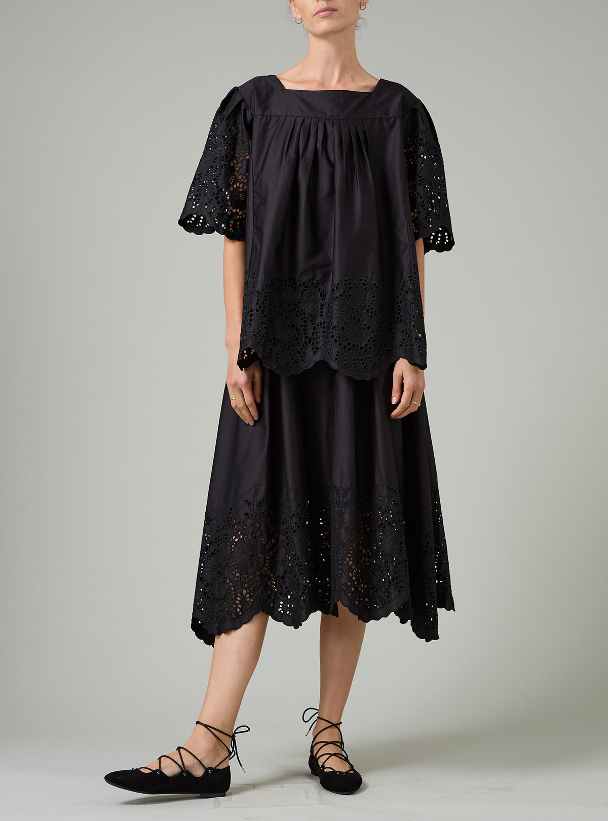 Scarletta Top - Satin Guipure - Black