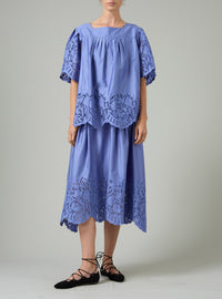Scarletta Top - Satin Guipure - Storm Blue