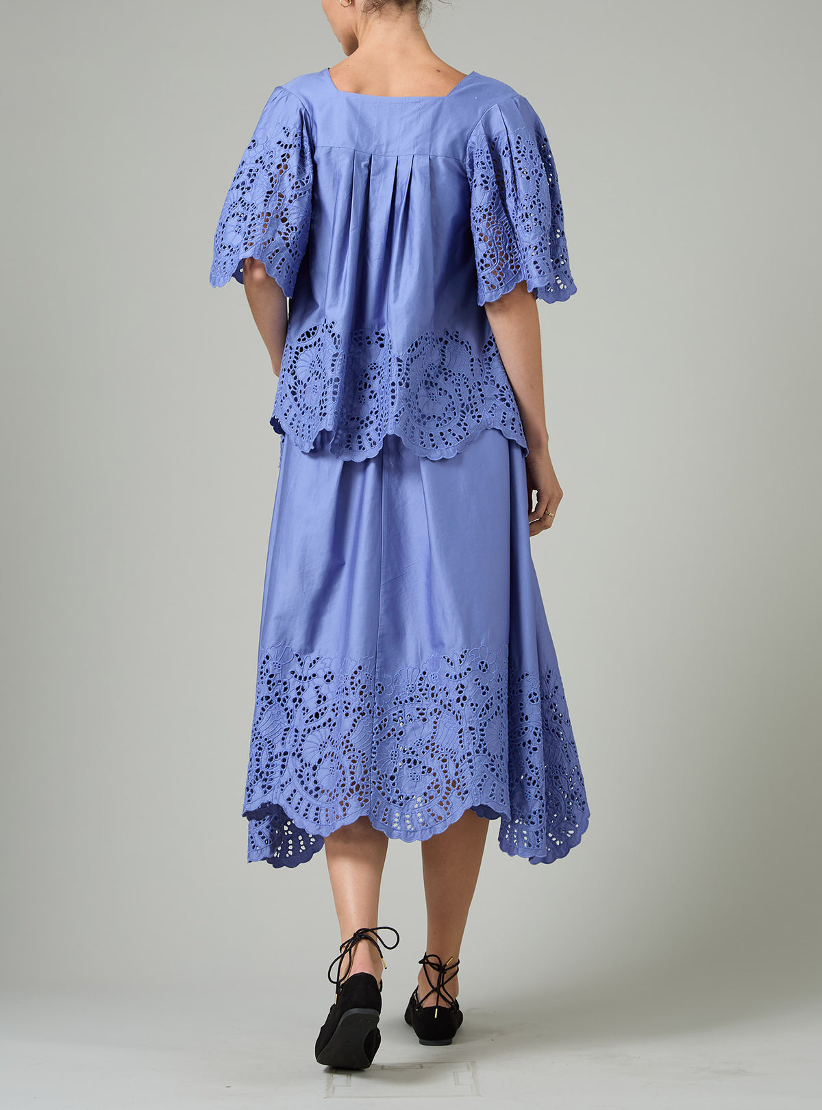 Scarletta Top - Satin Guipure - Storm Blue