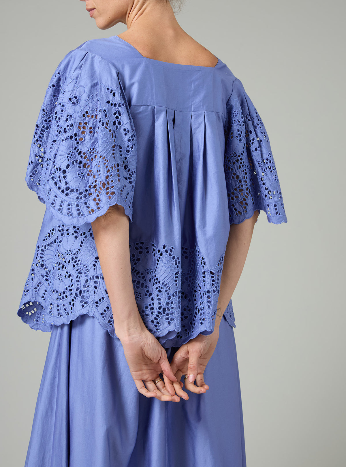 Scarletta Top - Satin Guipure - Storm Blue