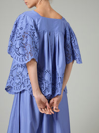 Scarletta Top - Satin Guipure - Storm Blue