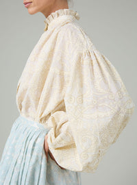 Slava Voile Blouse - Elizabethan Block print - Cream