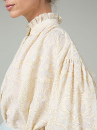 Slava Voile Blouse - Elizabethan Block print - Cream