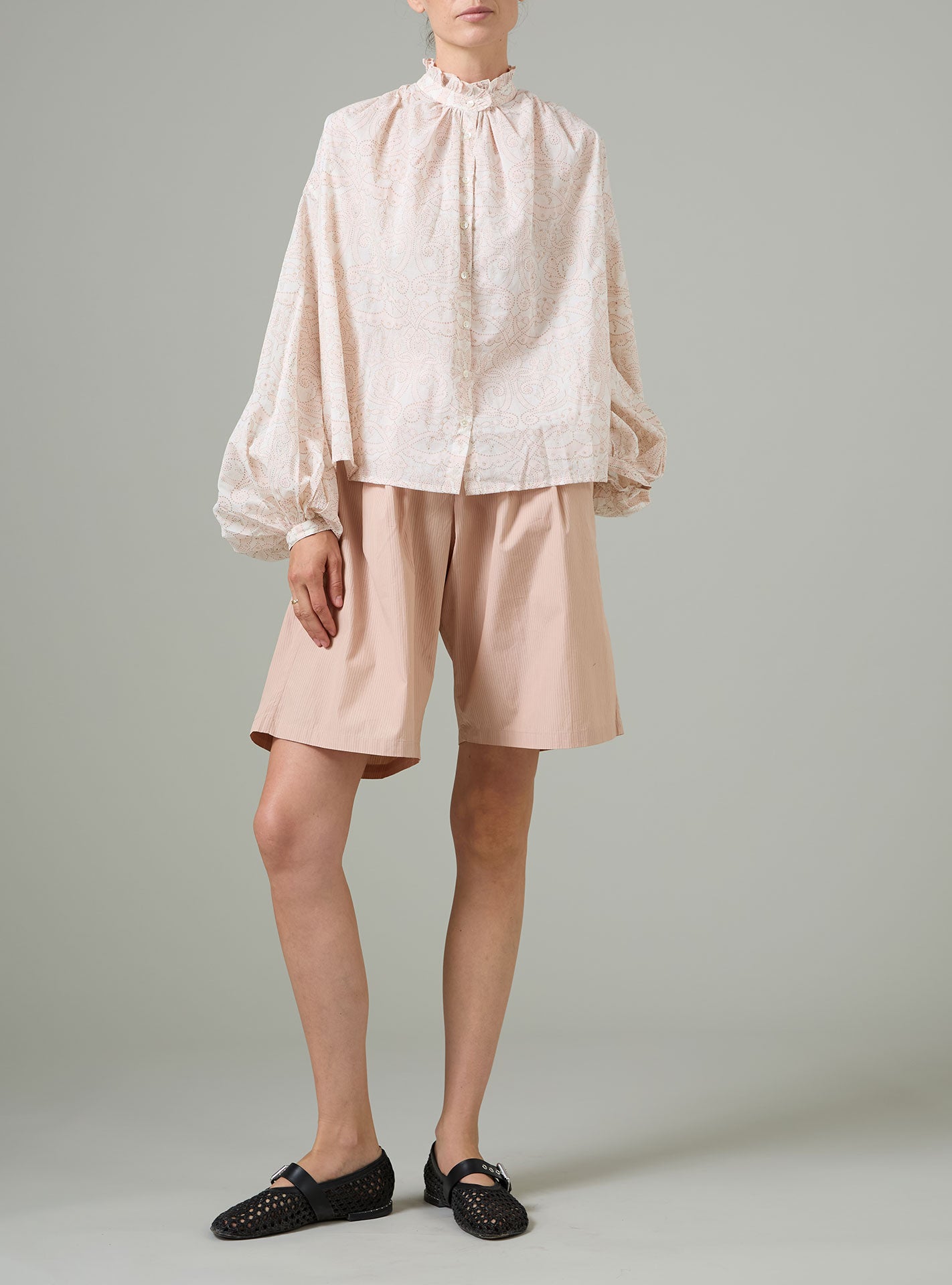 Slava Voile Blouse – Light Pink Elizabethan Block Print | Thierry
