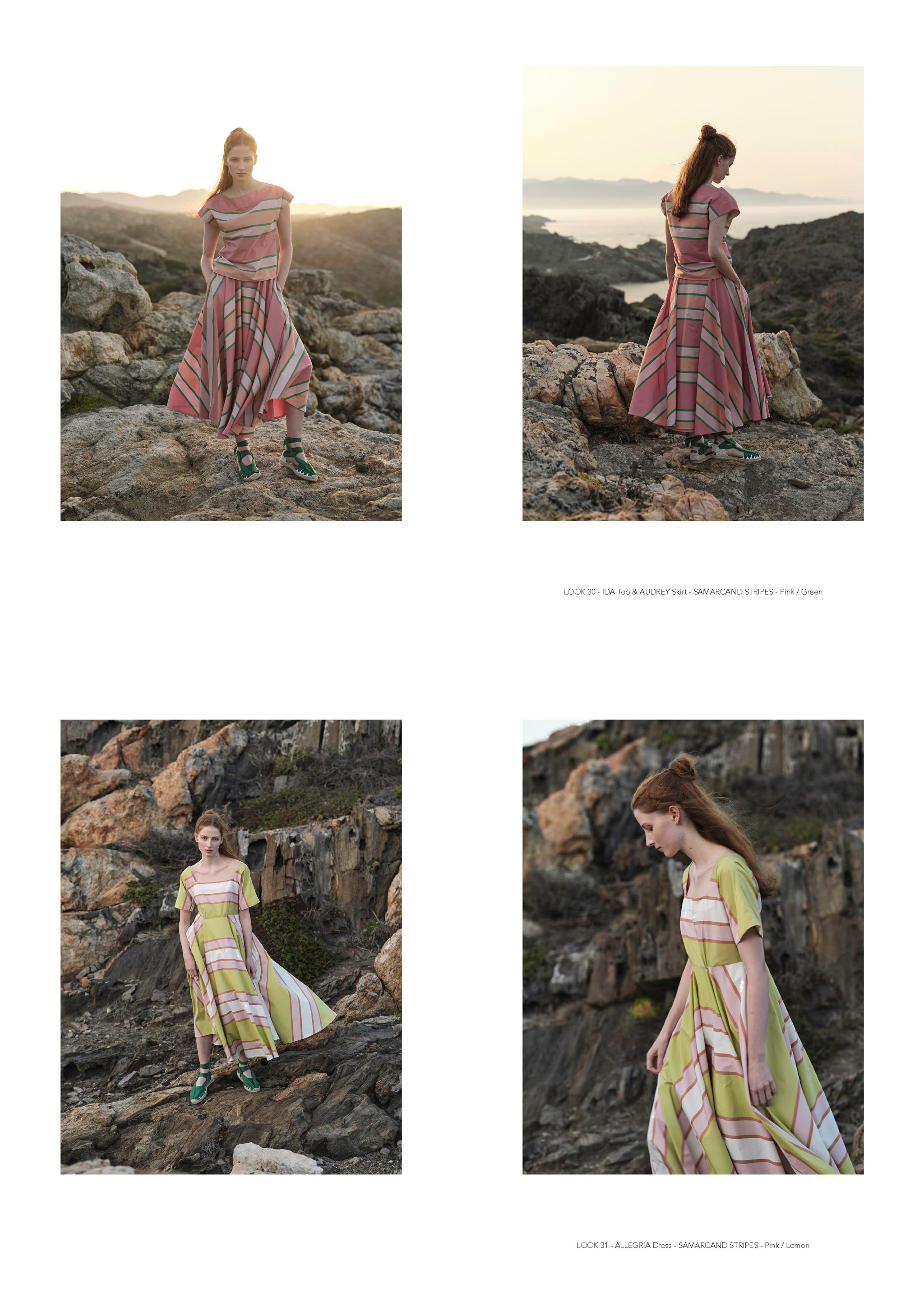 Thierry Colson Spring Summer 2024 Collection - Ida top, Audrey skirt & Allegria dress - Samarcand Stripes