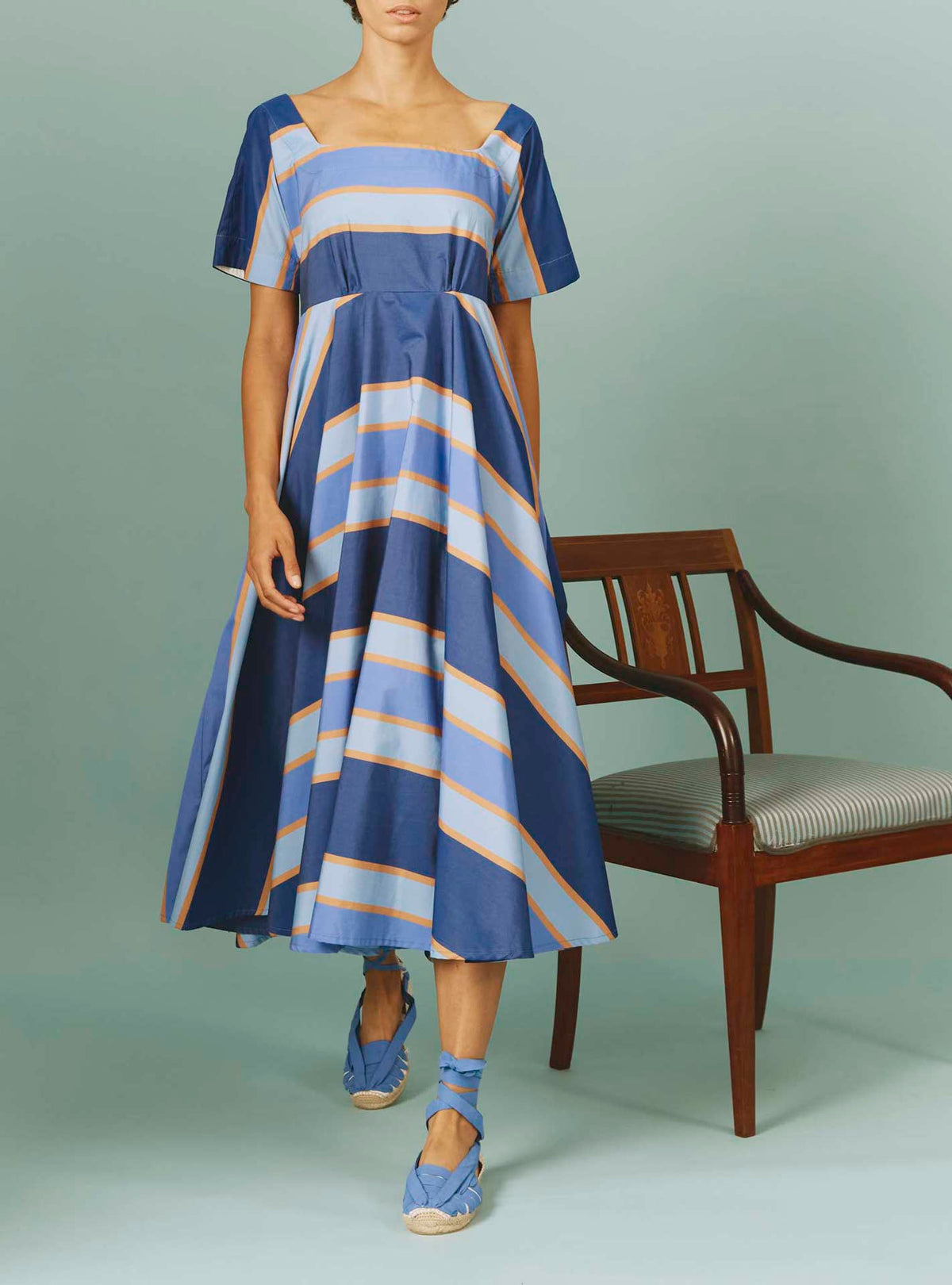 Thierry Colson's Samarkand Stripes Allegria Blue Arencio Dress - Detail of the back