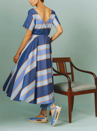 Thierry Colson's Samarkand Stripes Allegria Blue Arencio Dress - back view