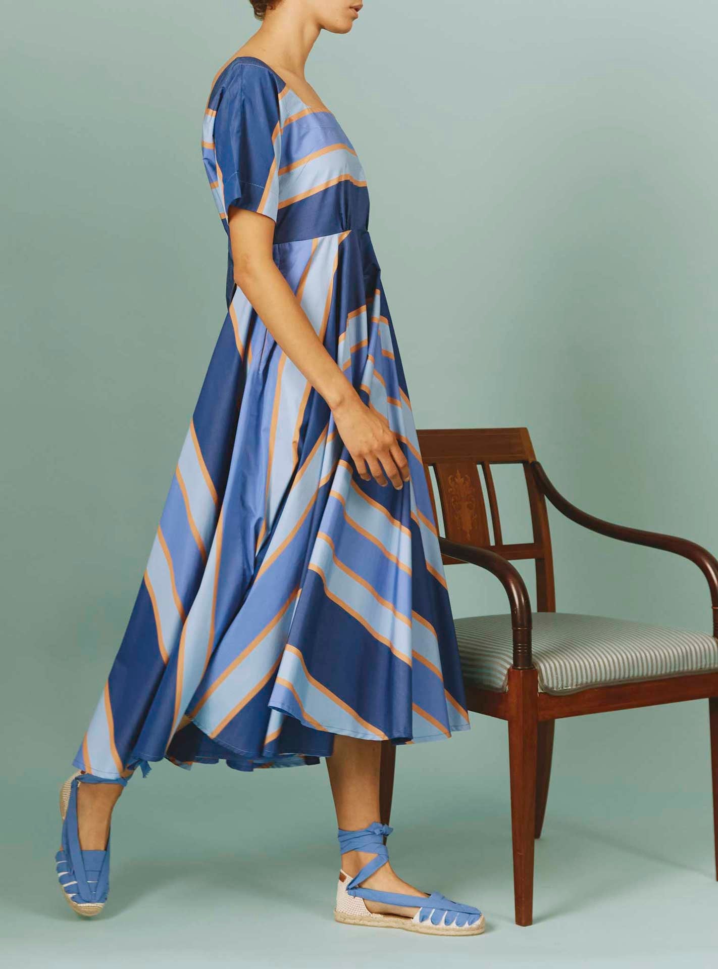 Thierry Colson's Samarkand Stripes Allegria Blue Arencio Dress -  Side view