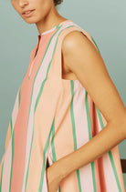 Detail of the armhole - Apolonia Kaftan: Samarkand Stripes - Pink/Green by Thierry Colson | SS24 