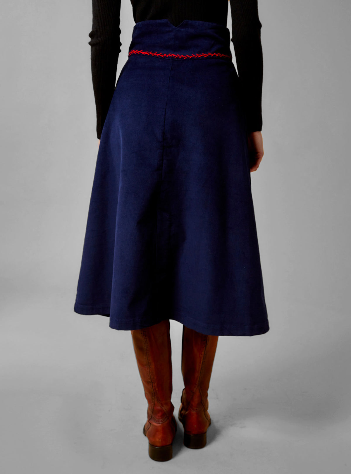 Yardley Skirt - Balkanic Embroidery - Navy / Red