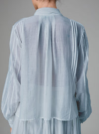 Alba Blouse - Edwardian Pleats - Storm Blue