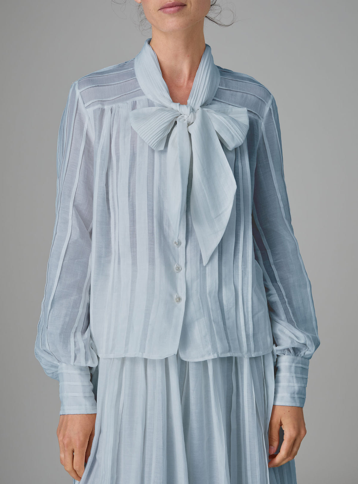 Alba Blouse - Edwardian Pleats - Storm Blue