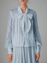Alba Blouse - Edwardian Pleats - Storm Blue