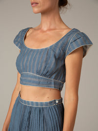 Badani Top - Delphi Chanderi - Storm Blue