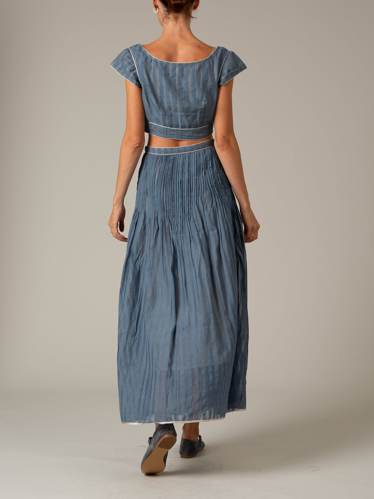 Verde Long Skirt - Delphi Chanderi - Storm Blue