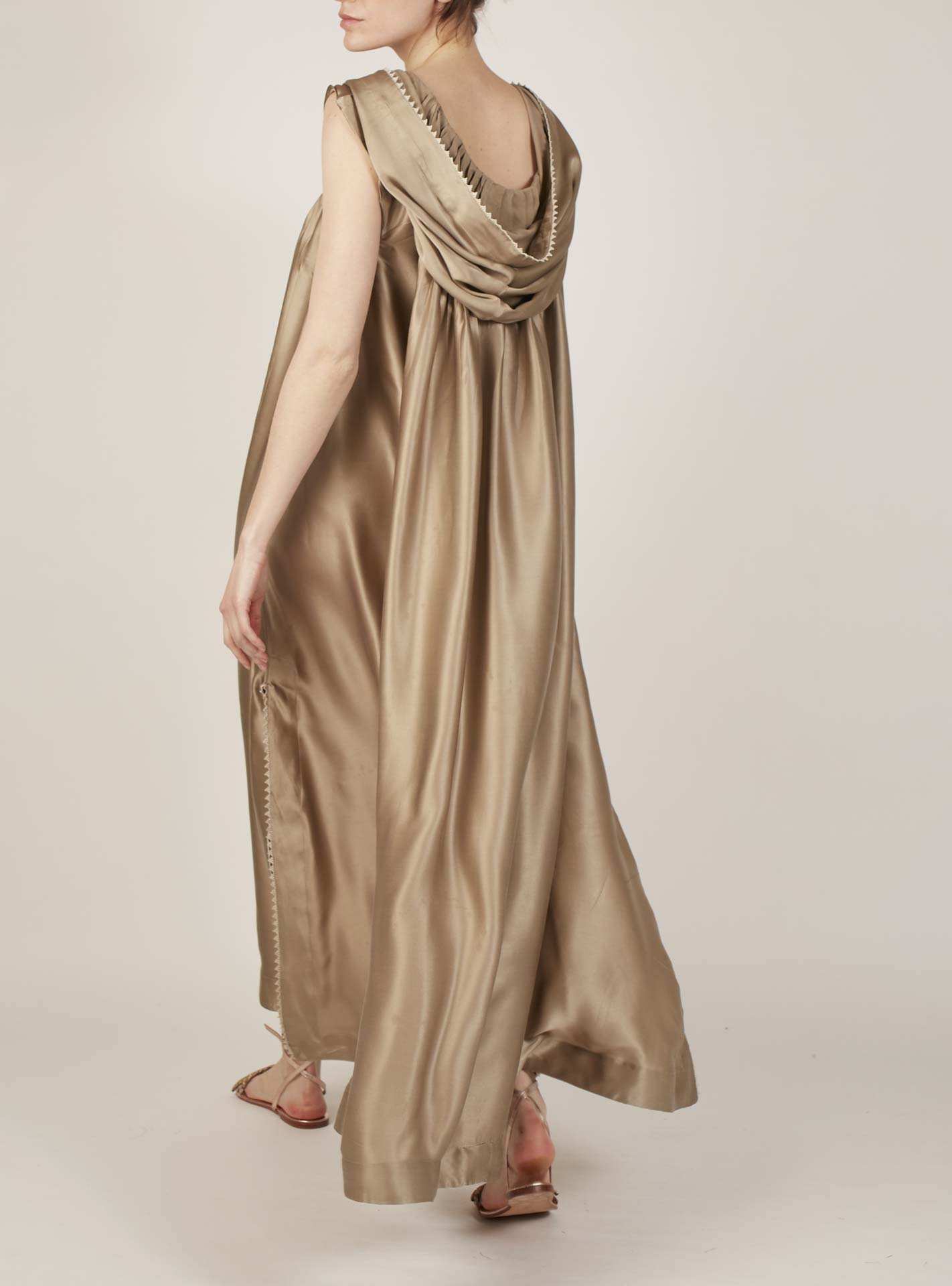 Back view Eden Champagne Silk Kaftan by Thierry Colson