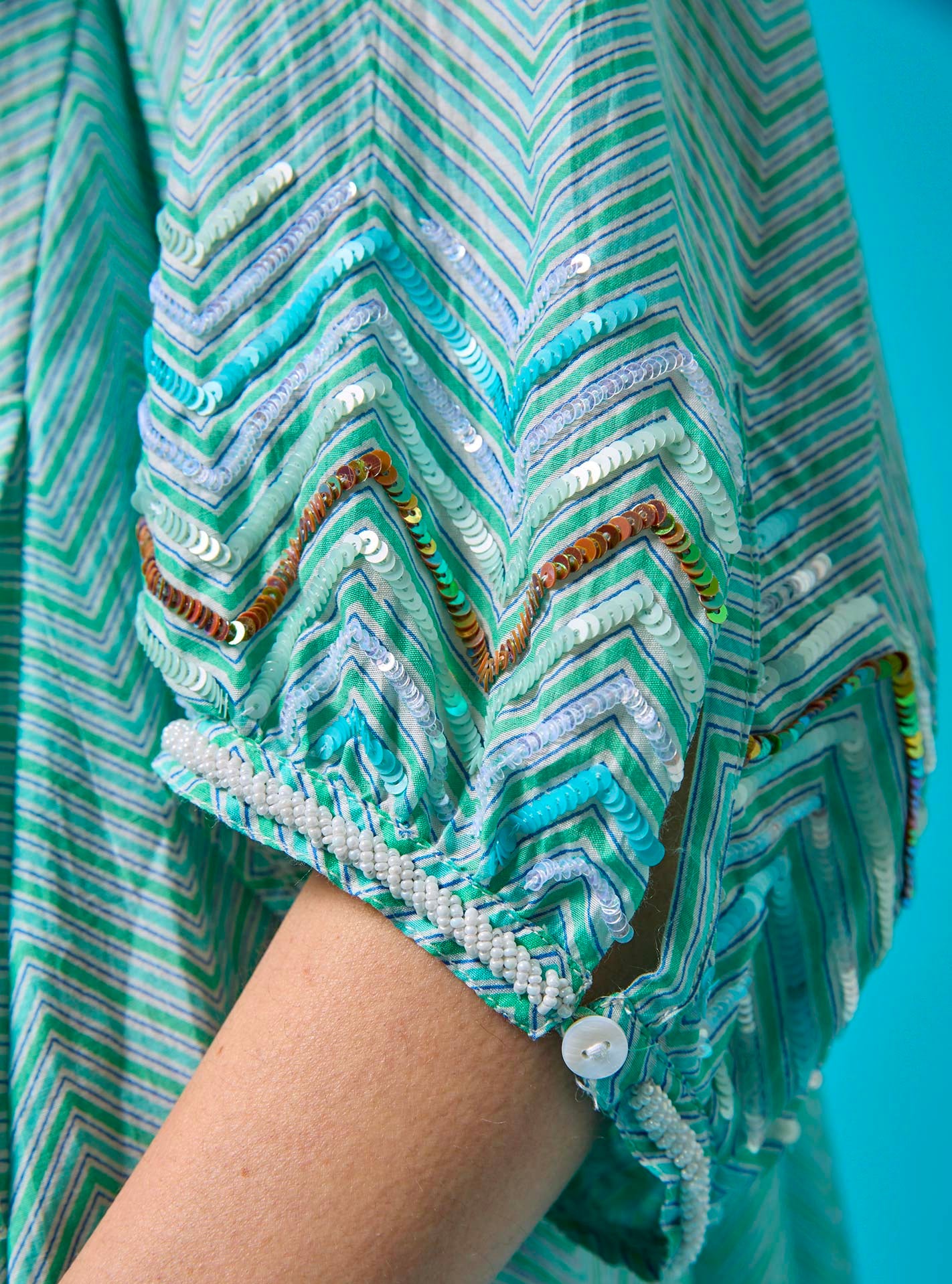 Detail glitter sleeve Eva Mint Midi Dress by Thierry Colson