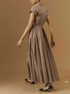 Side view of Isolde Copper Cotton Long Dress by Thierry Colson 