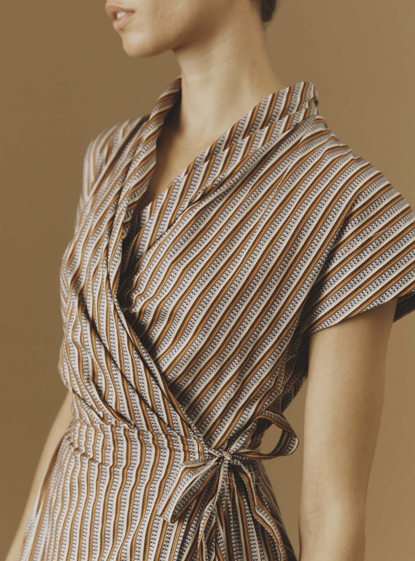 Detail of Isolde Copper Cotton Long Dress by Thierry Colson 
