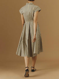 Back view of Isolde Yellow 2 midi Dress by Thierry Colson