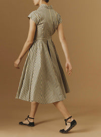 Side view of Isolde Yellow 2 midi Dress by Thierry Colson