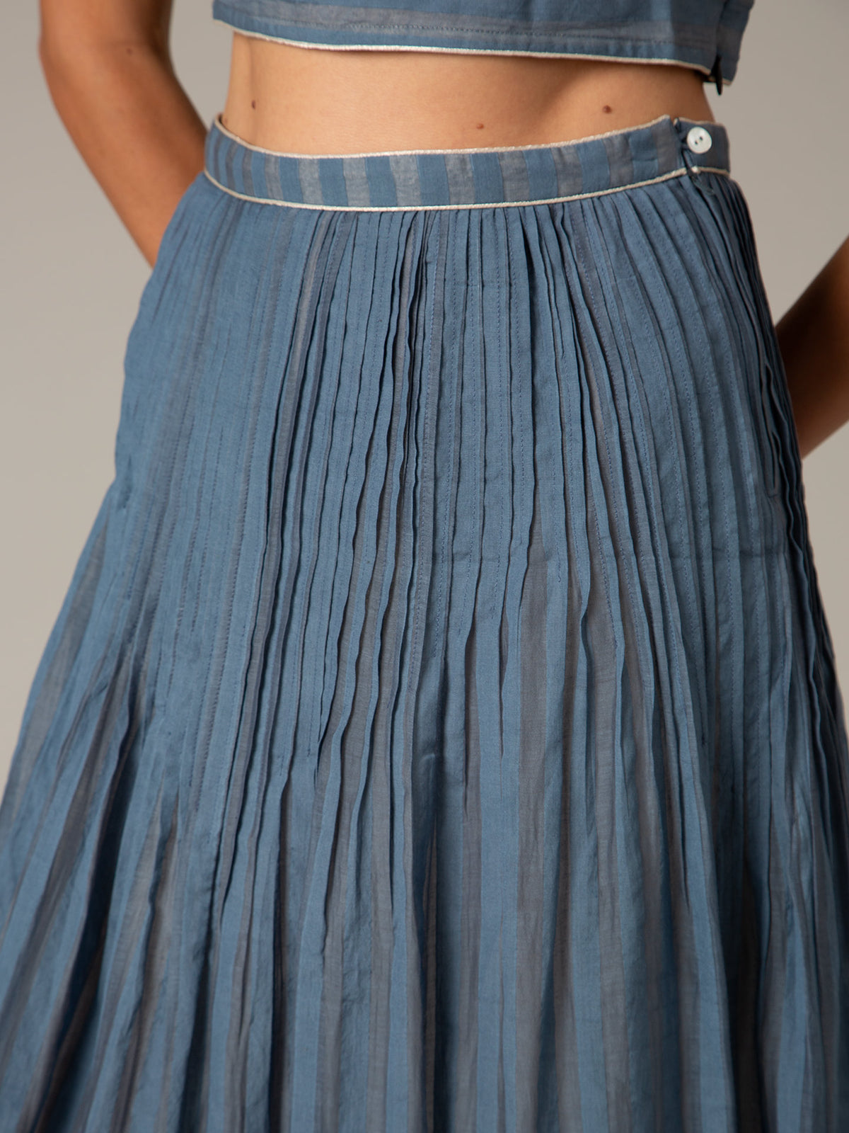 Verde Long Skirt - Delphi Chanderi - Storm Blue
