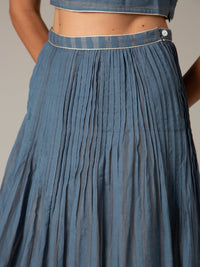 Verde Long Skirt - Delphi Chanderi - Storm Blue