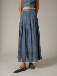 Verde Long Skirt - Delphi Chanderi - Storm Blue